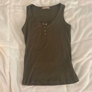 Army Green Y2K Style Tank Top with Buttons